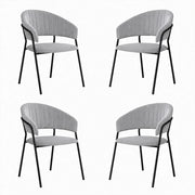 Sedie da sala da pranzo set da 4 Aurelia in velluto grigio con gambe nere