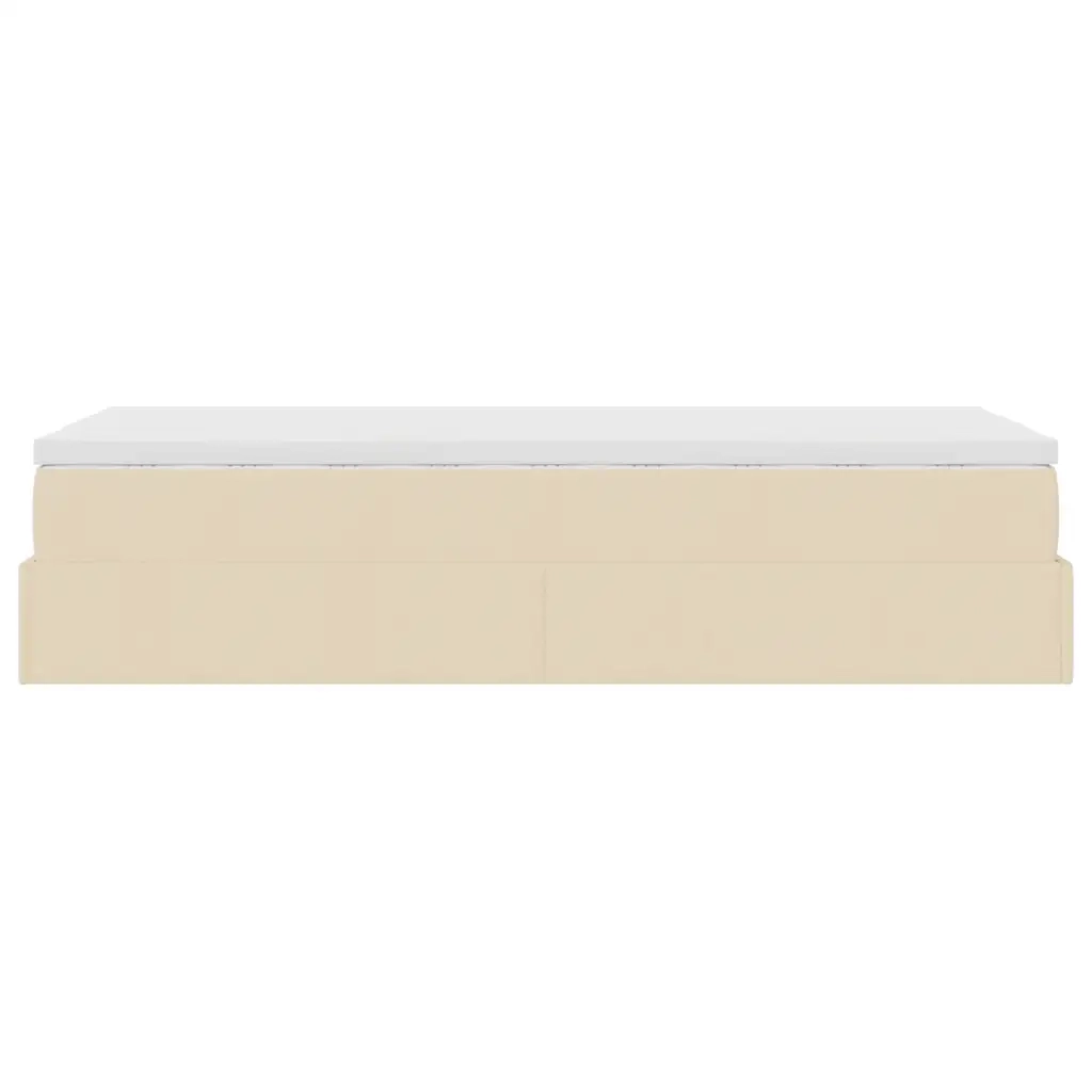 Struttura Letto Pouf con Materasso Crema 80x200 cm in Tessuto 3311069