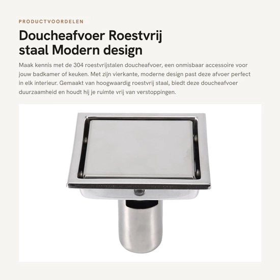 Douchi afvoer 304 Acciaio Inossidabile - Filtro d'acqua per doccia - Capocchia d'acqua per doccia con presa per capelli - Antiruggine - Antiscorrimento - Design moderno - 110 x 110 mm