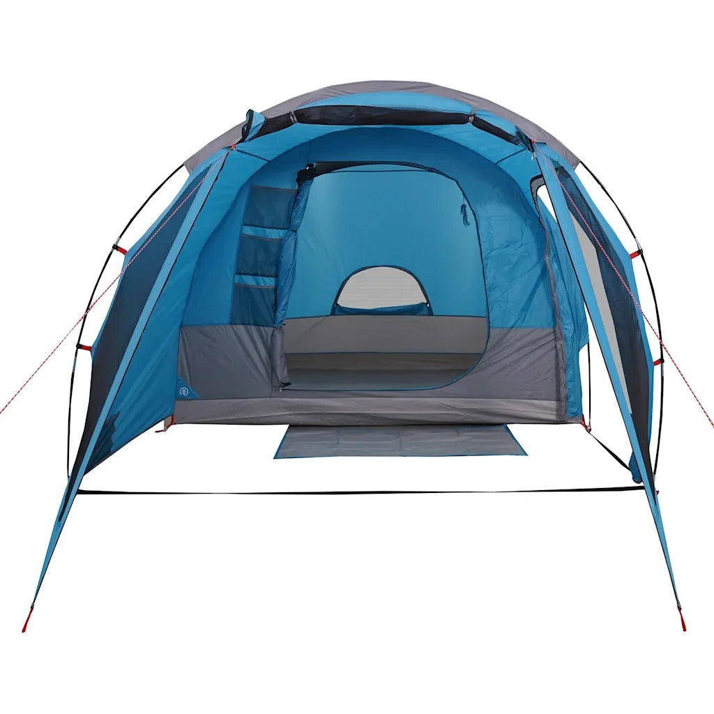 Tenda da Campeggio a Tunnel per 4 Persone-Tenda per Escursionismo Blu Impermeabile 239681