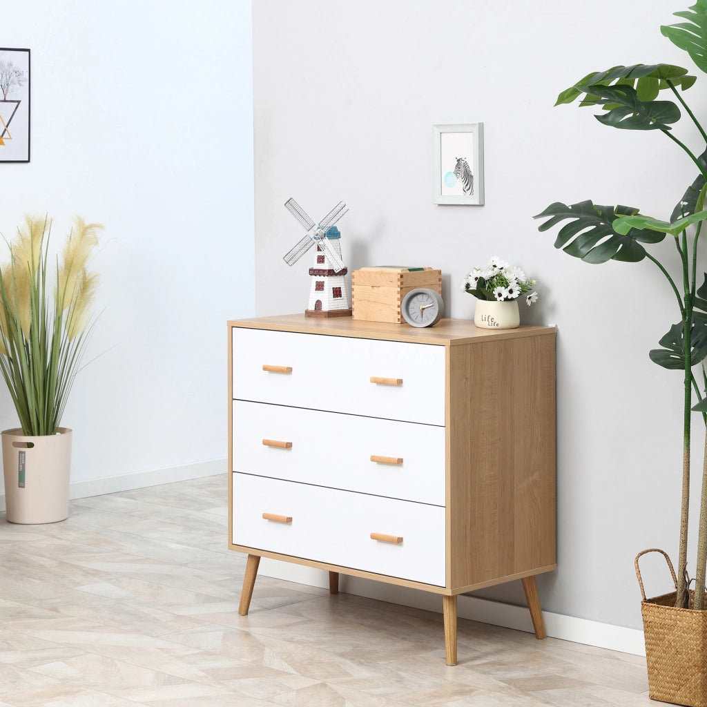Com¨° 3 Cassetti ¨C Zephmum ¨C Legno Effetto Chiaro Bianco 60x40x