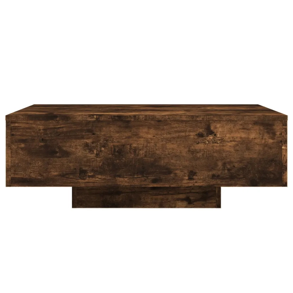 Tavolino da Soggiorno con Luci LED Rovere Fumo 85x55x31 cm 836613