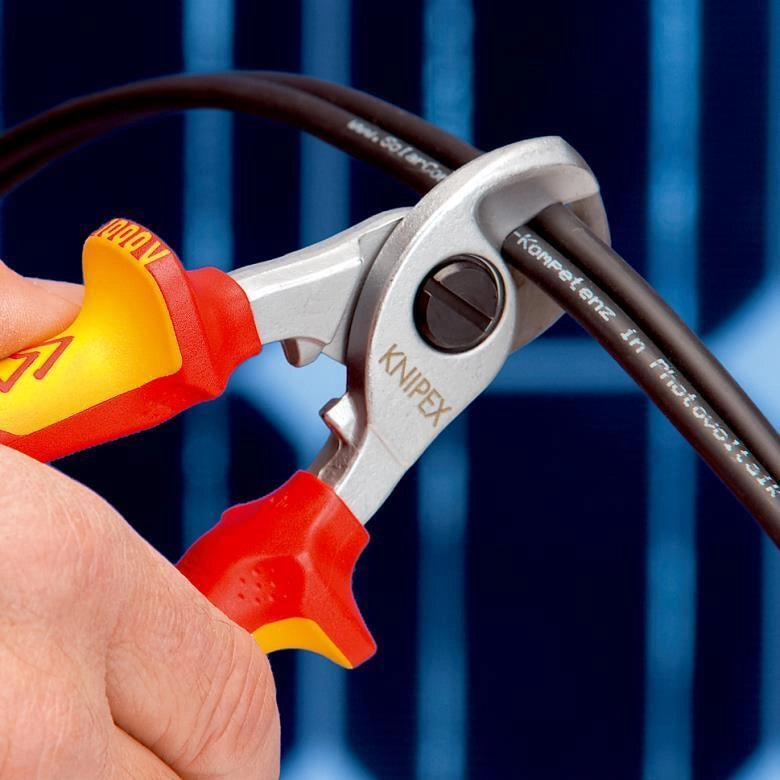 Knipex 95 26 165 Cesoia per Cavi con Molla di Apertura Isolata VDE 1000V 165 mm Cu Al fino a 50 mm² colore Rosso Giallo