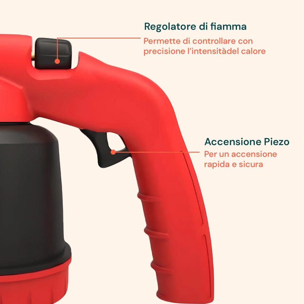 Lampada Saldatore Per Saldare Con accensione Piezo Cannello Accendi Fuoco + 2 Bombole Gas Butano