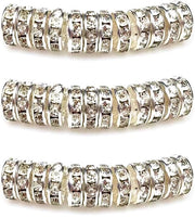 MJDCB 6mm 100 pezzi di perle rotonde per gioielli perle decorazioni spaziatori per gioielli per la creazione di bracciali collane. (argento/bianco)