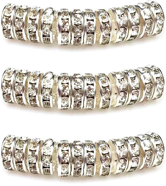 MJDCB 6mm 100 pezzi di perle rotonde per gioielli perle decorazioni spaziatori per gioielli per la creazione di bracciali collane. (argento/bianco)