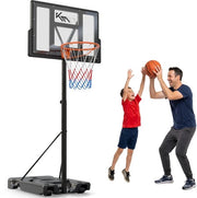 Palo da Basket per Esterno Adattabile 135–305 cm - Stendardo da Basket da Regolare - Anello da Basket per Esterno - Inclusa Rete - Base Stabile