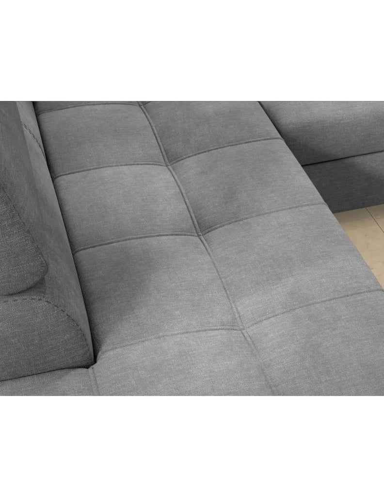 Divano ad angolo convertibile PALAZZO 4 posti grigio chiaro – angolo destro con contenitore