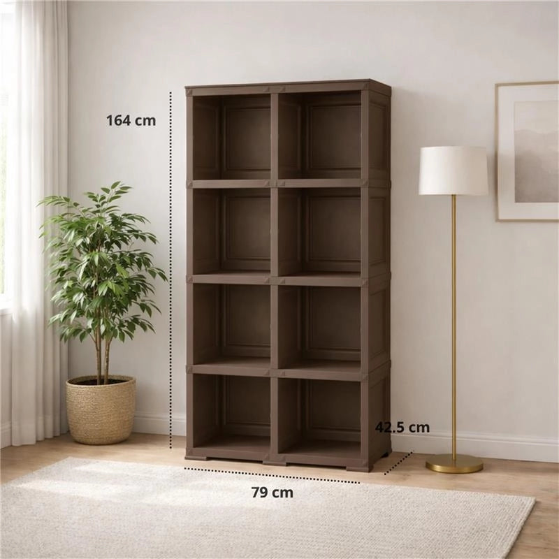 SCAFFALE 4 MODULI WENGÉ 79X42,5X164 CM CON 2 PUNTALI – LIBRERIA ALTA SALVASPAZIO PER ZONA LIVING E STUDIO