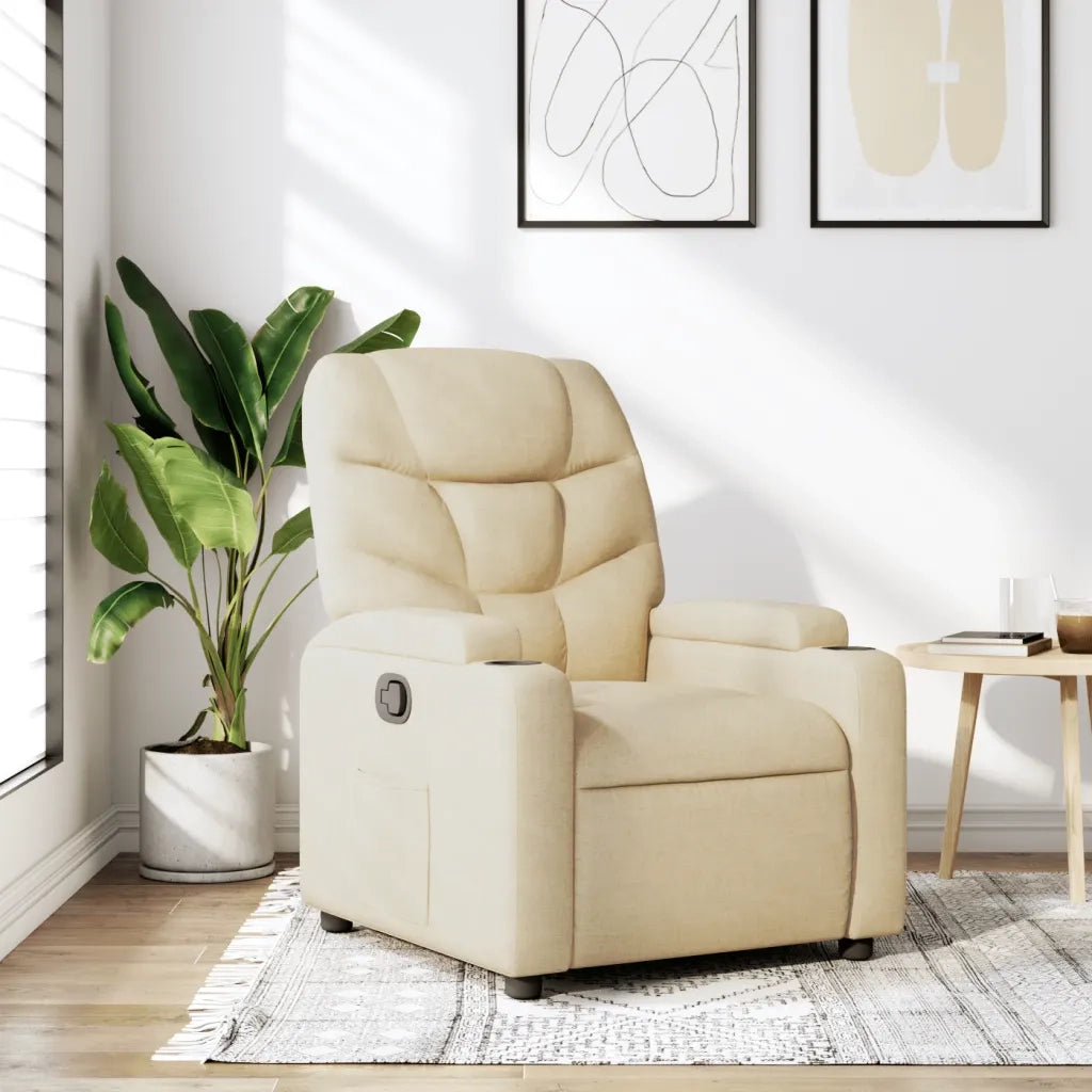 Divano Sedia-Poltrona Reclinabile in Tessuto Crema 976692