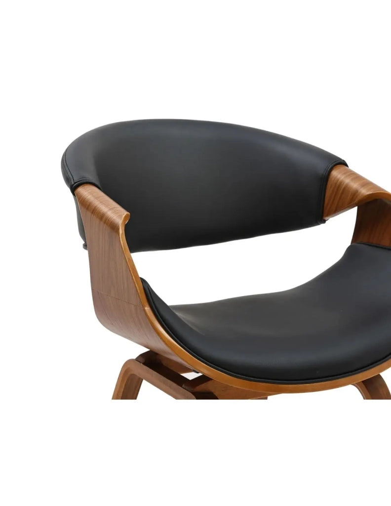 Sedia contemporanea NERA in pelle sintetica nera e struttura effetto legno scuro con braccioli