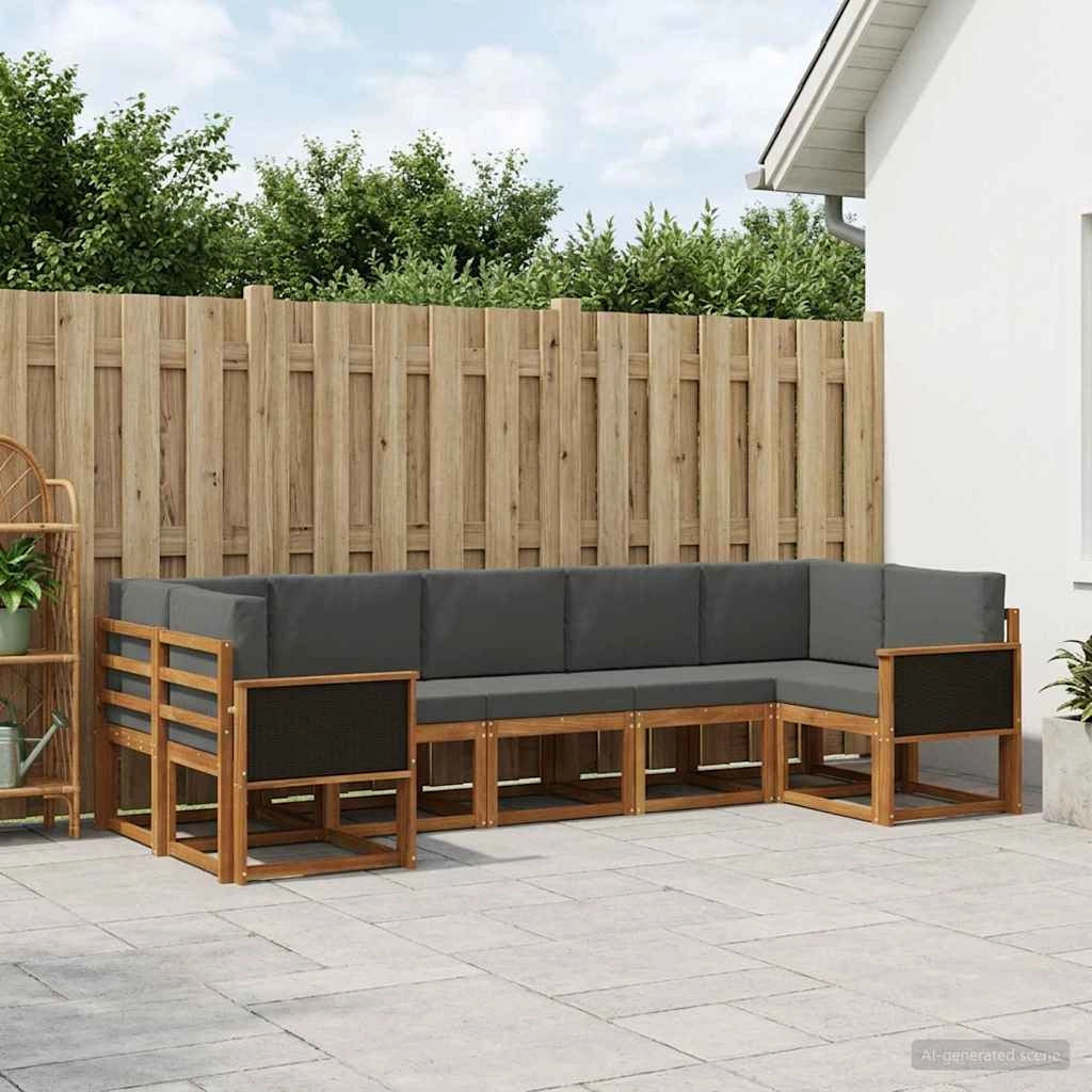 Set di divani da esterno 7 pz Naturale e Antracite 3385503