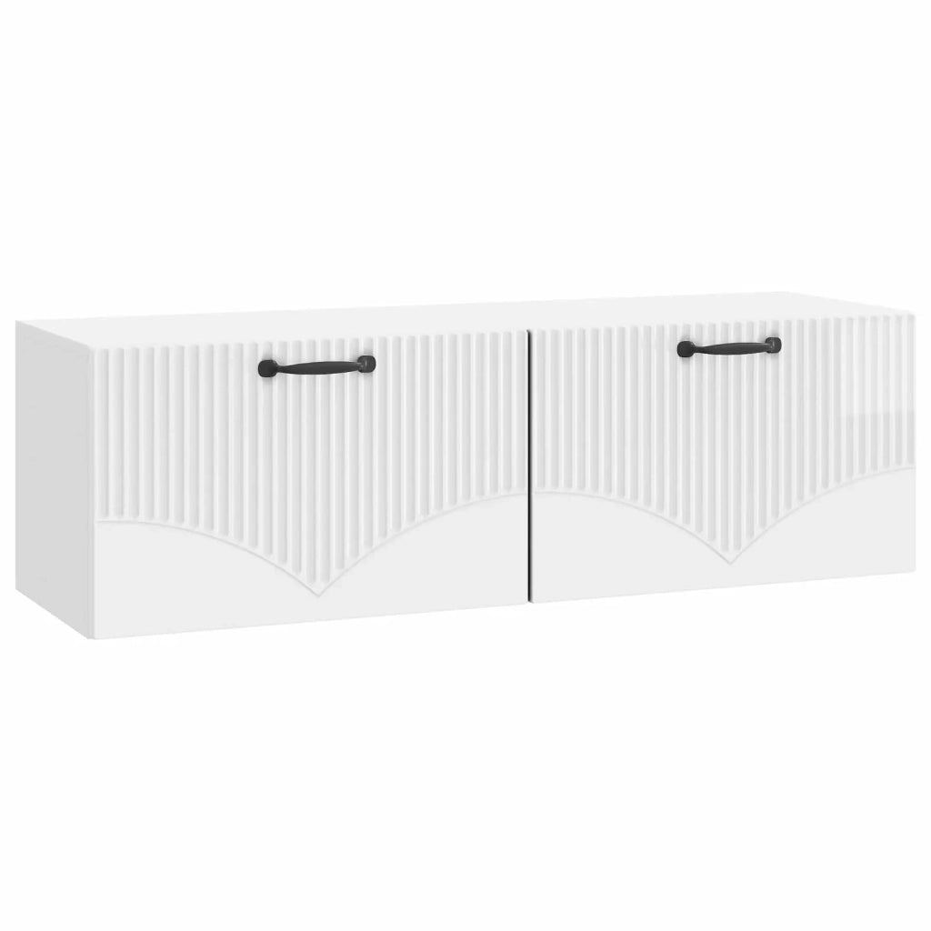 Mobile Porta TV da Muro Bianco Lucido 98 x 31 x 30 cm