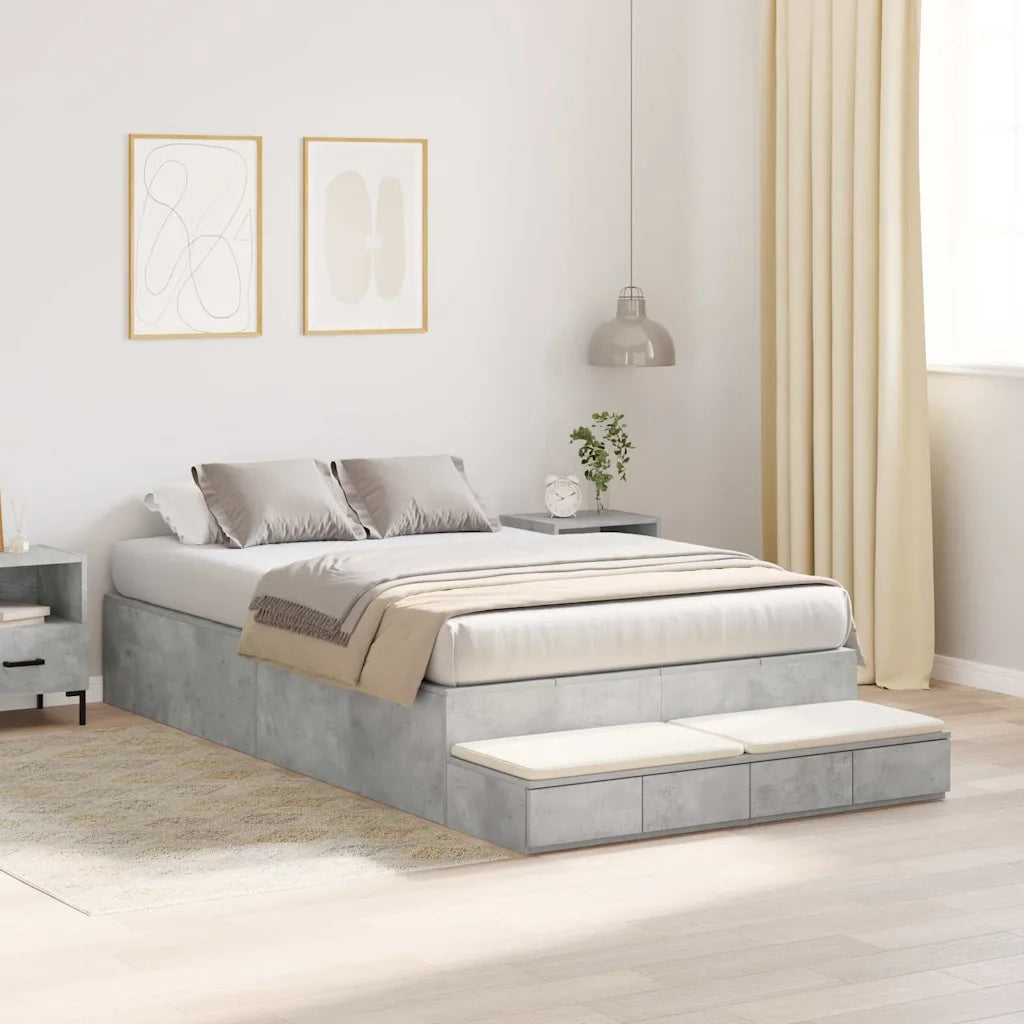 Struttura letto con contenitore Grigio cemento 120 cm 3335688