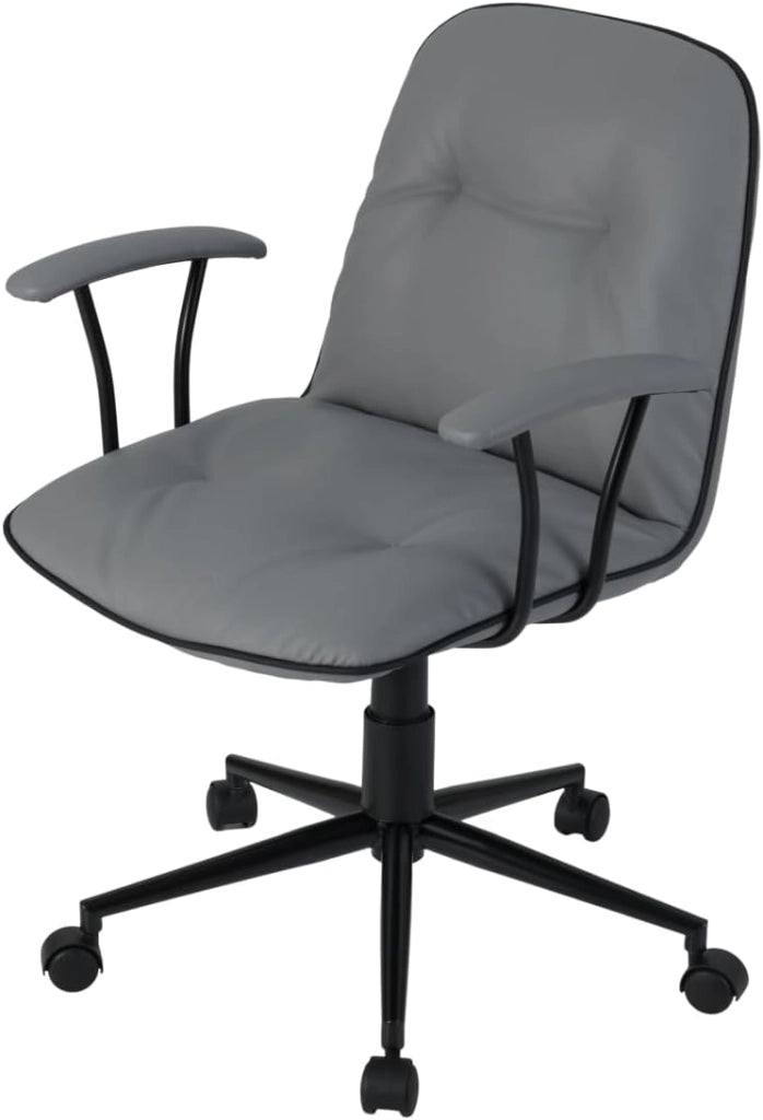 Sedia da Ufficio Ergonomica, con Altezza Regolabile e Funzione di Inclinazione, Poltrona da Ufficio Girevole con Braccioli Imbottiti, Ruote Fluide, Capacità 112 kg, per Ufficio a Casa (Grigio)