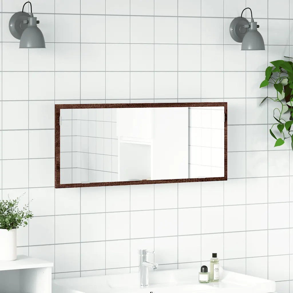 Specchio da Bagno LED Rovere Marrone 100x8,5x37cm in Truciolato 856274