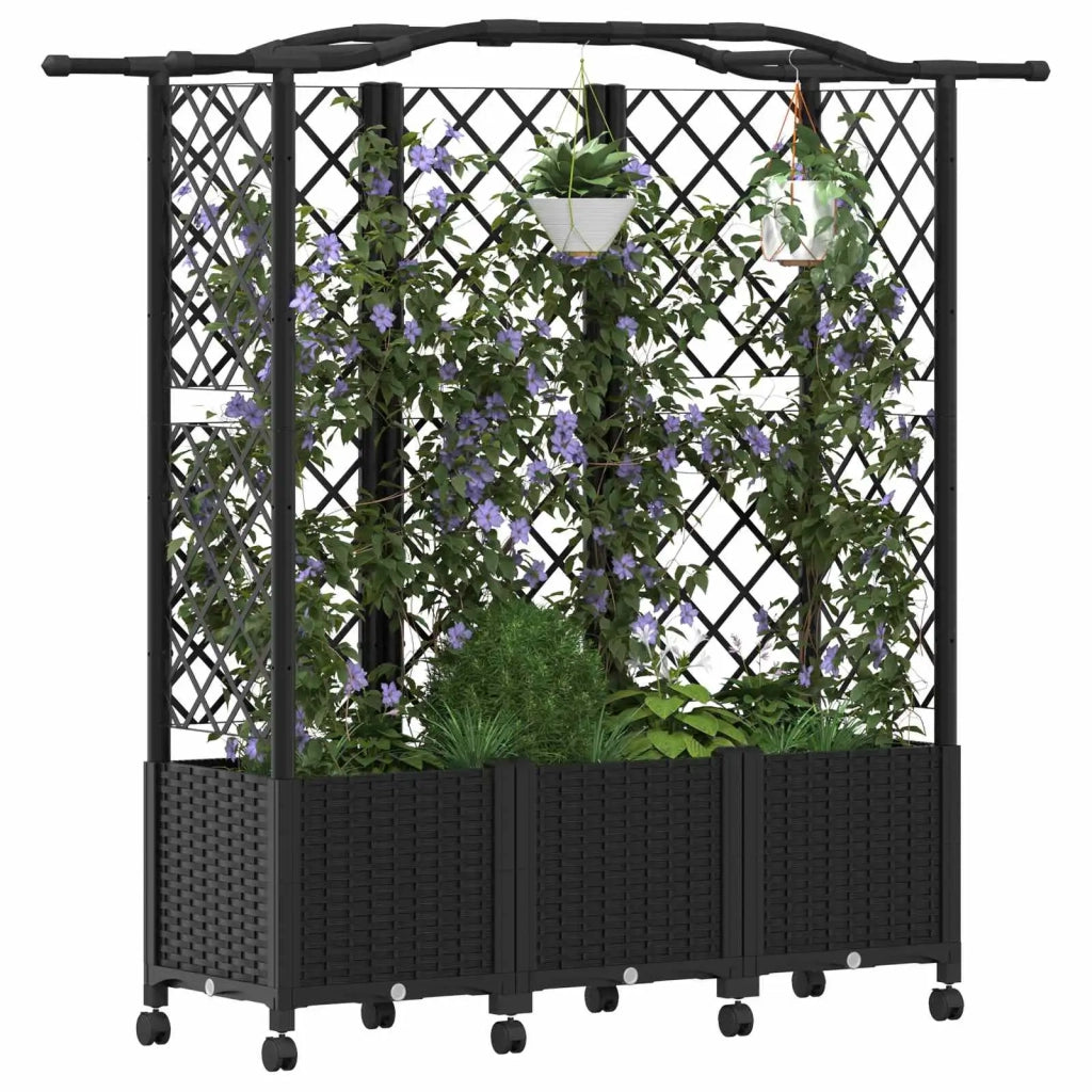 Letto Rialzato con Griglia e Tetto Nero 163 x 40 x 144 cm PP 3423109