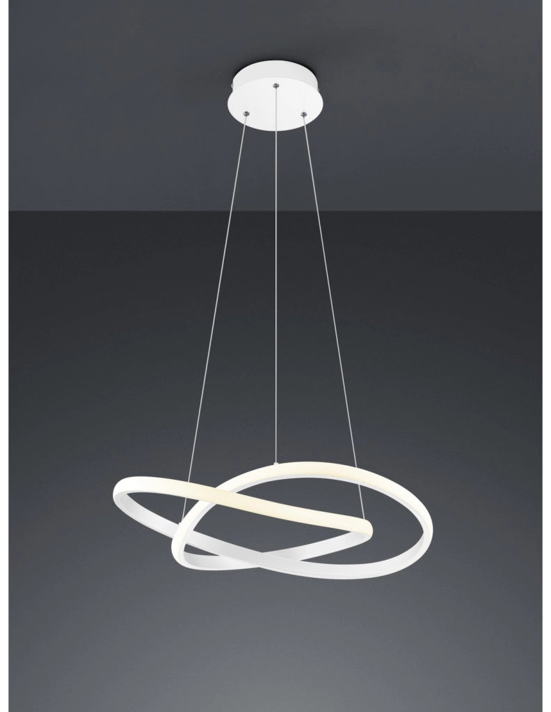 Sospensione Moderna Course Bianco Led Dimmerabile 27W Ø60 cm Trio Lighting