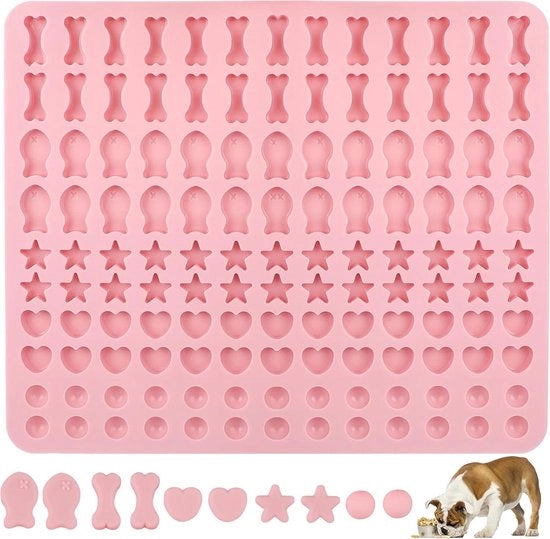 Mat per cani, biscotti per cani, mat in silicone, giocattolo per cani, 5 forme in 1, senza BPA, teglia per biscotti e leccornie per cani (130 griglia, mezza palla, pesci, ossa, stella)