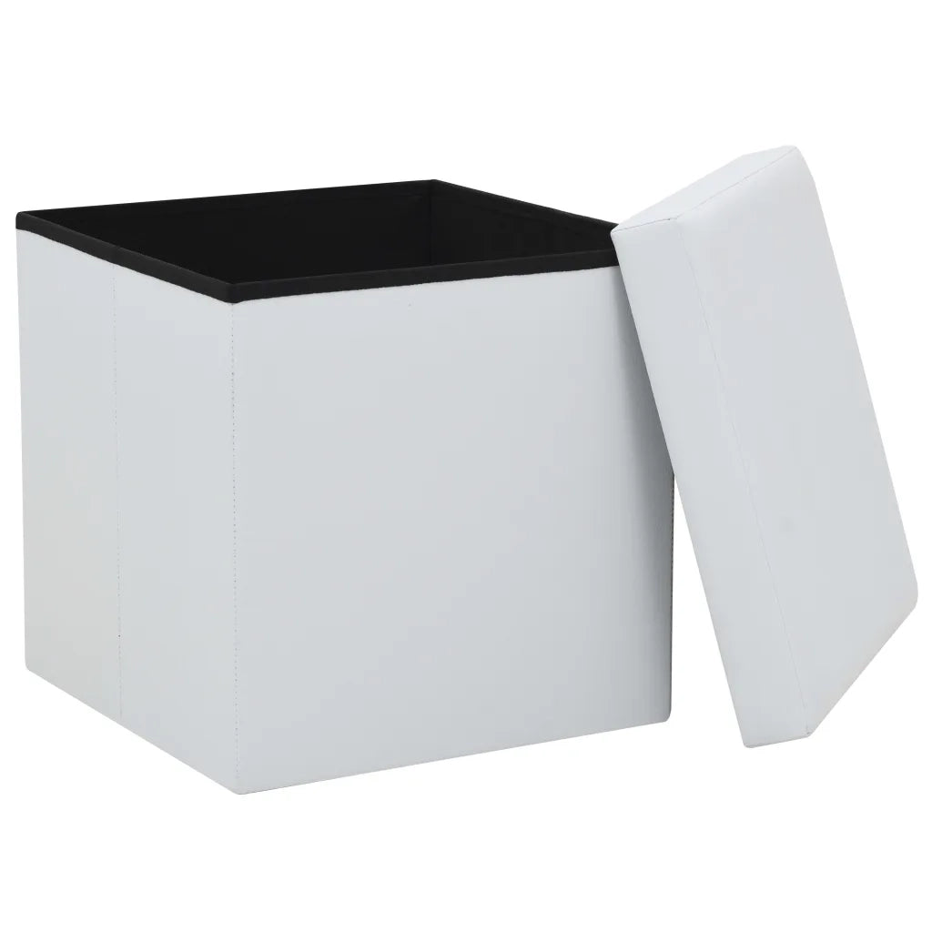 Sgabello Pieghevole con Contenitore Bianco in Similpellecod mxl 70545