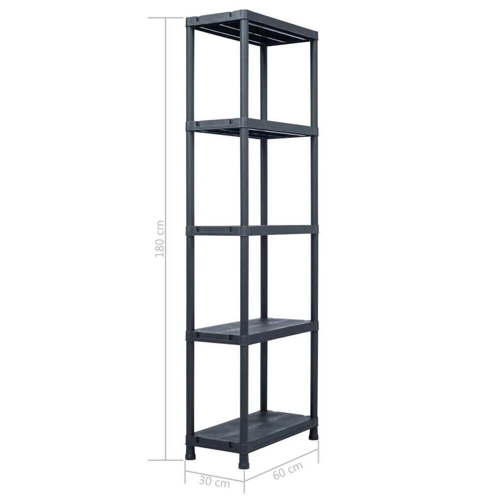 Ripiano portaoggetti 125 kg 60 x 30 x 180 cm plastica nera 02_0000635