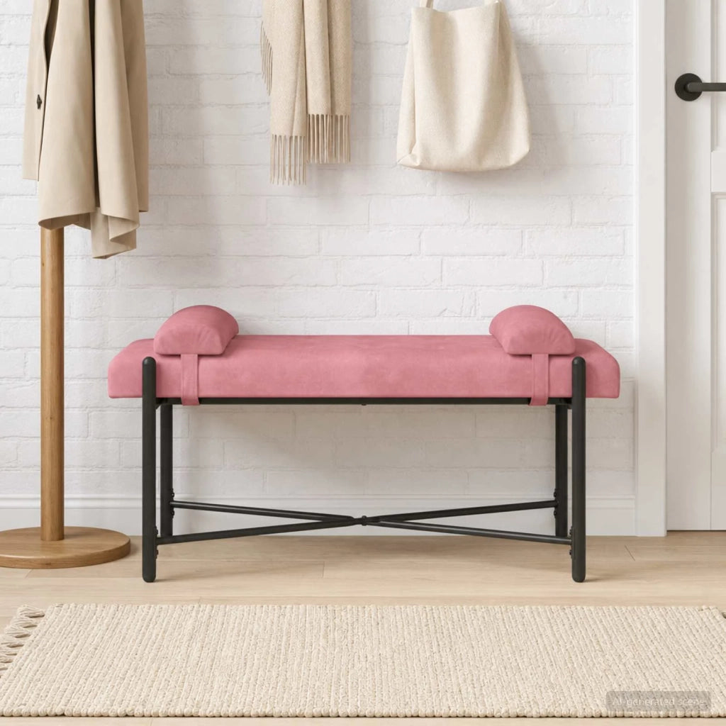 Panchina con bottoni e cuscini Rosa 110 x 40 x 46 cm Velluto 42038389