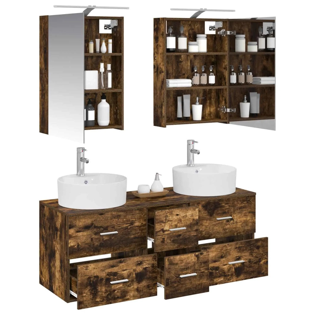 Set di mobili per il bagno 5 pcs Rovere Fumo 3406915