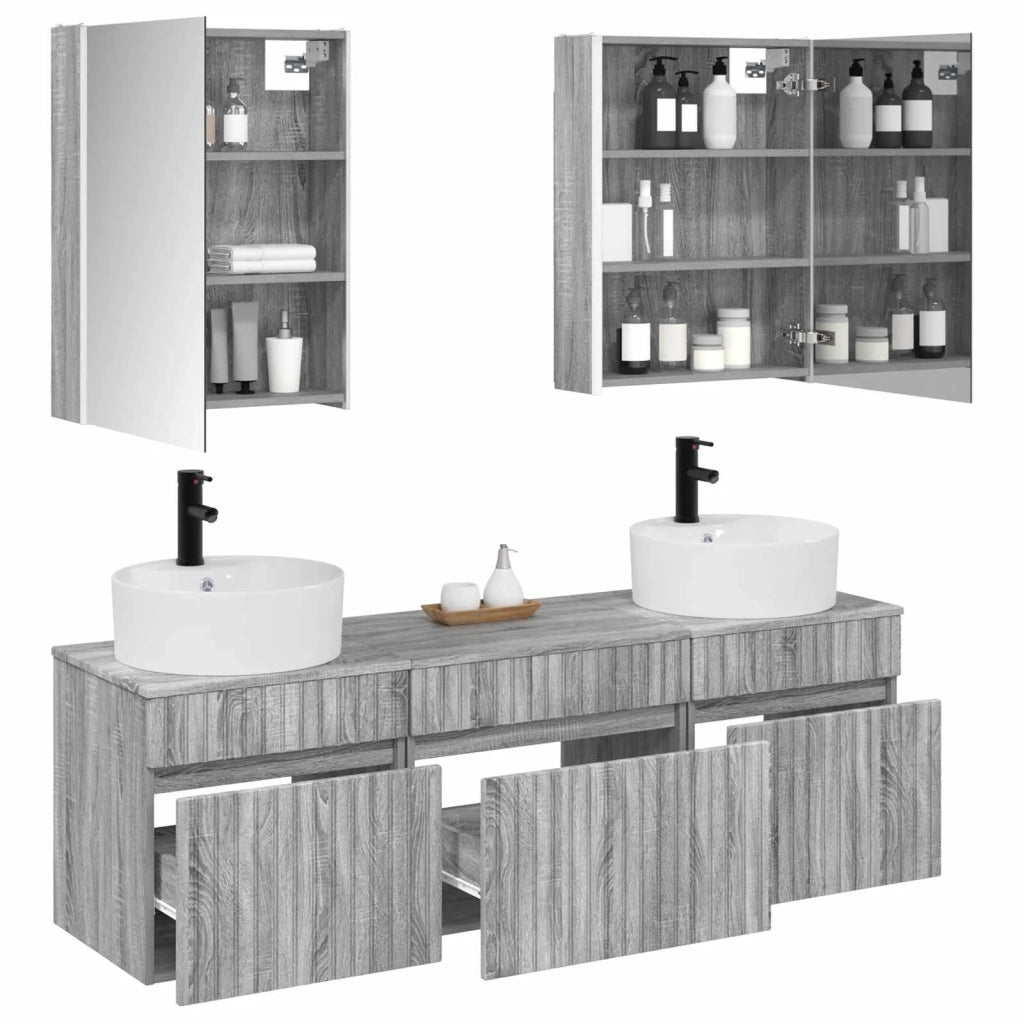 Set di Armadi da Bagno 5 pcs Sonoma grigio 53 x 15,5 x 70 cm 3406612