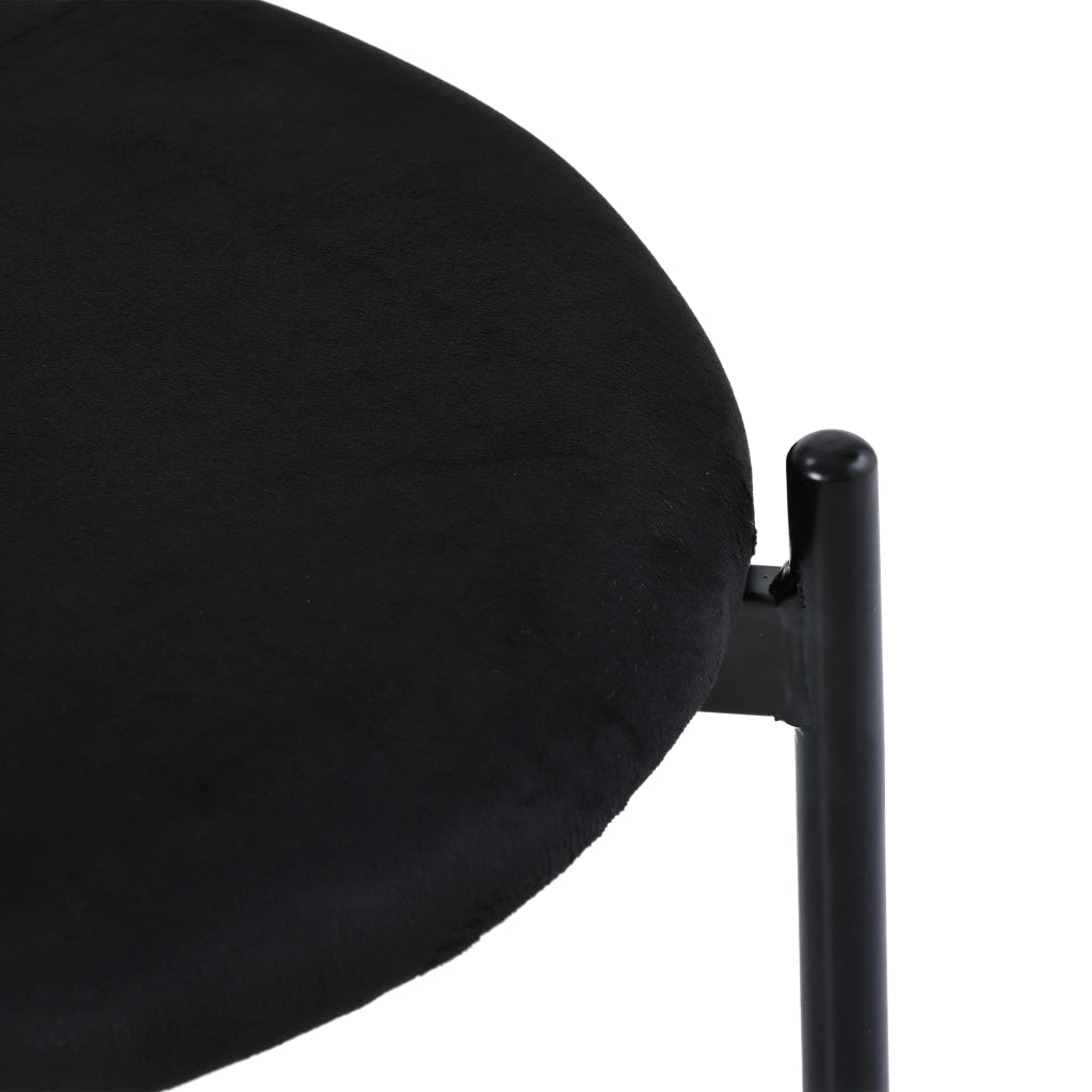 Set di 2 sedie da pranzo in velluto con schienale in rattan e gambe in metallo, colore nero