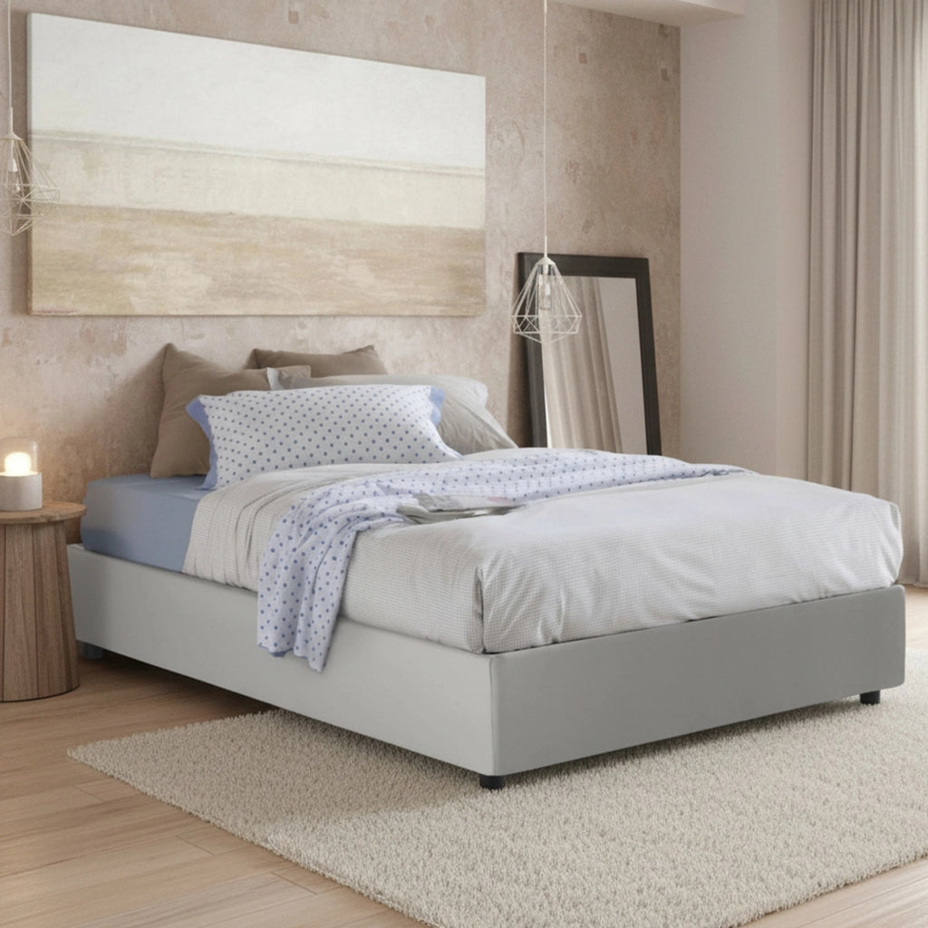 Letto Matrimoniale Abbas, Letto Matrimoniale Contenitore Made in Italy, Bianco