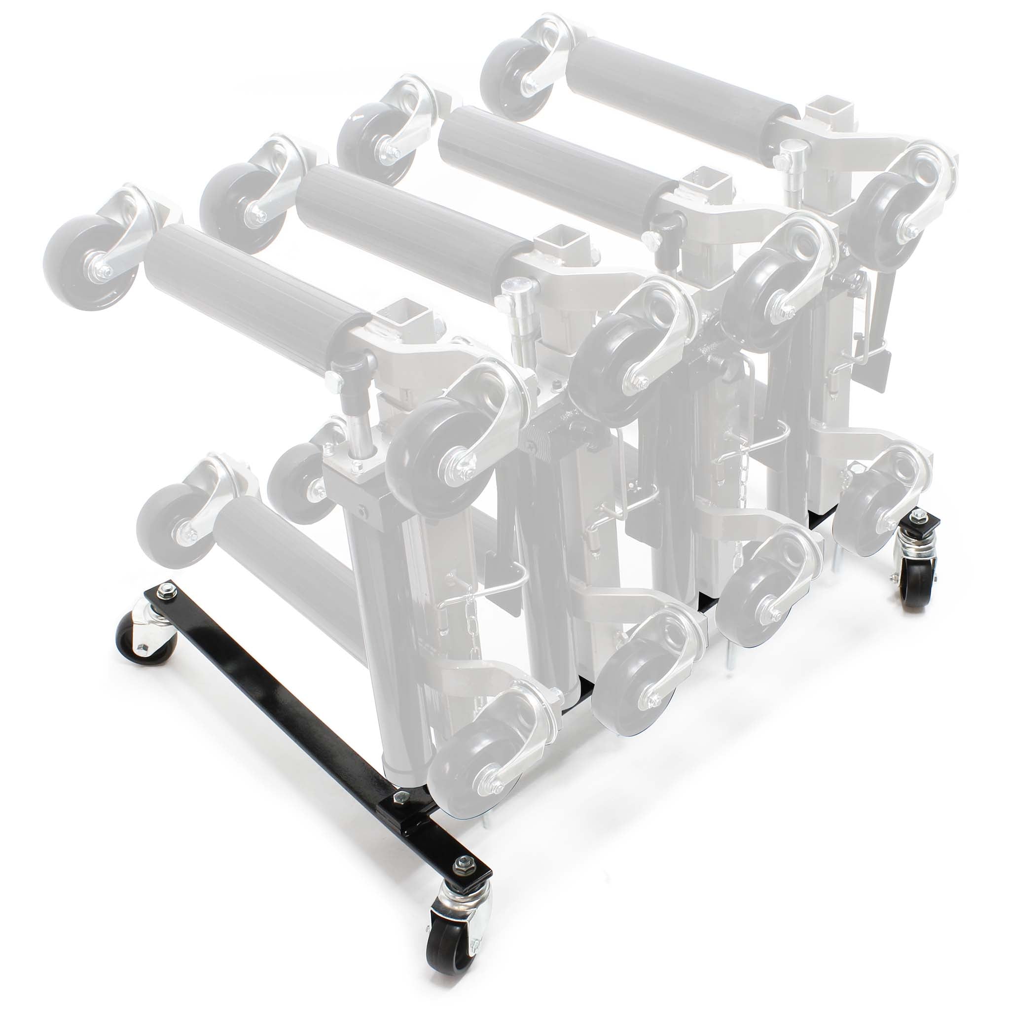Supporto a rotelle per trasportare e riporre 4 carrelli sposta auto