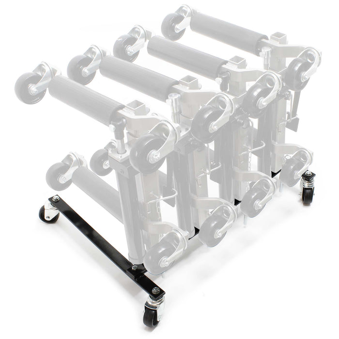 Supporto a rotelle per trasportare e riporre 4 carrelli sposta auto