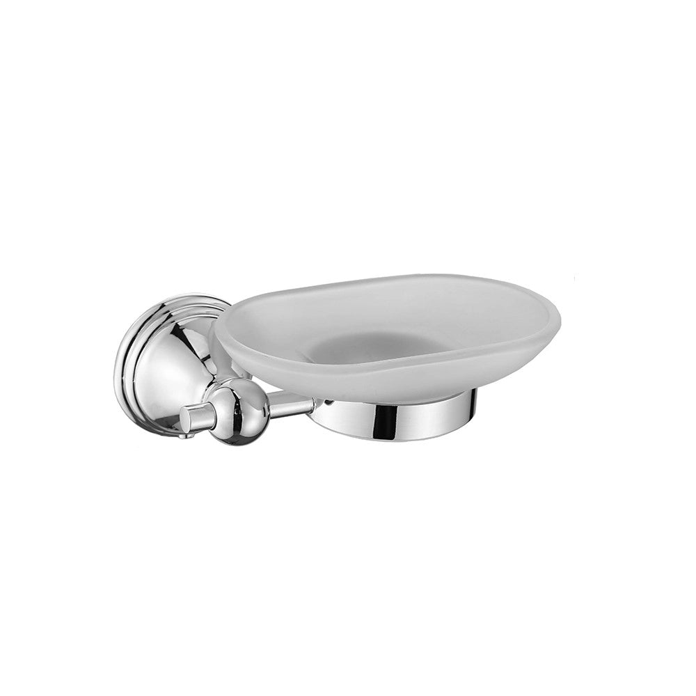 Porta sapone da parete con bacinella in vetro satinato - serie queen