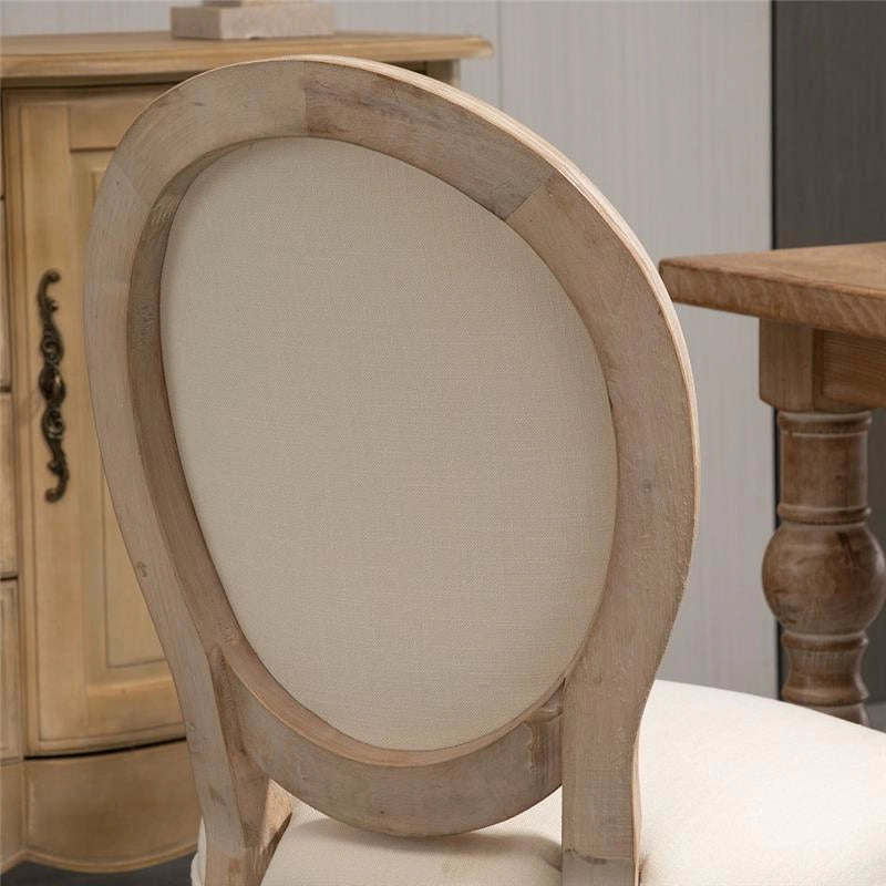 SET 2 SEDIE IMBOTTITE PER SOGGIORNO STILE VINTAGE RETRO IN LEGNO E TESSUTO BIANCO