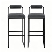 Set di 2 sgabelli da bar con schienale ergonomico e poggiapiedi in velluto grigio scuro