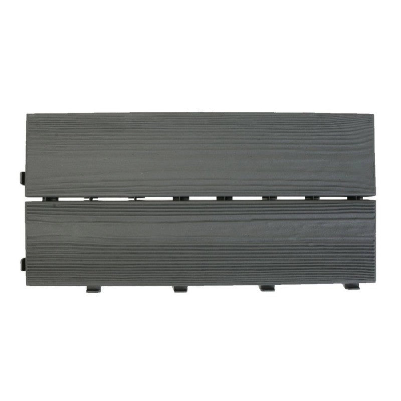 Set 14 Piastrelle Autobloccanti in Plastica Effetto Legno 37,7 x 18,6 cm da Interno o Esterno