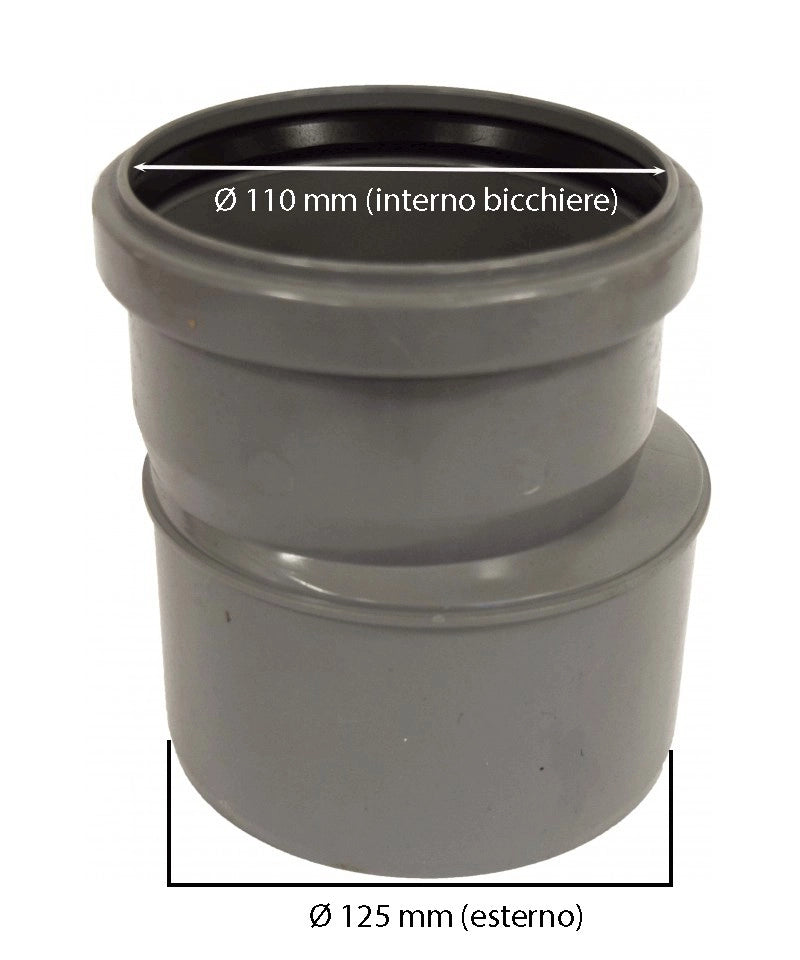 Raccordo di passaggio pvc-pp : Diametro - 110/125