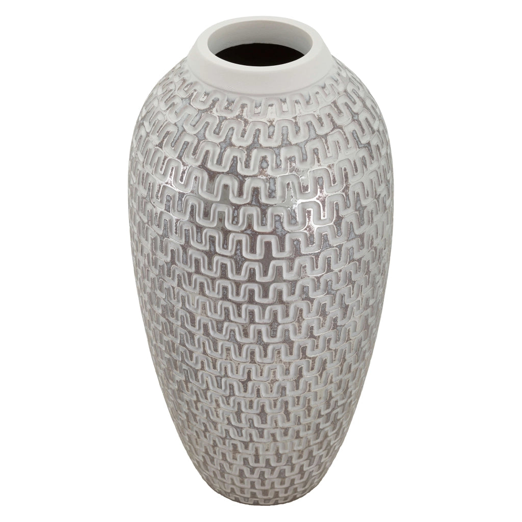 Elian, Vaso Colore Struttura Argento, Bianco