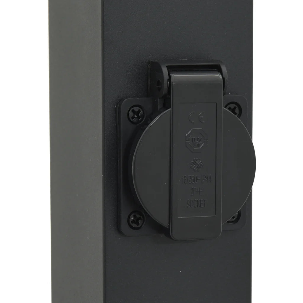 Lampada a paletto con presa elettrica 80 cm Nera IP44 4006085