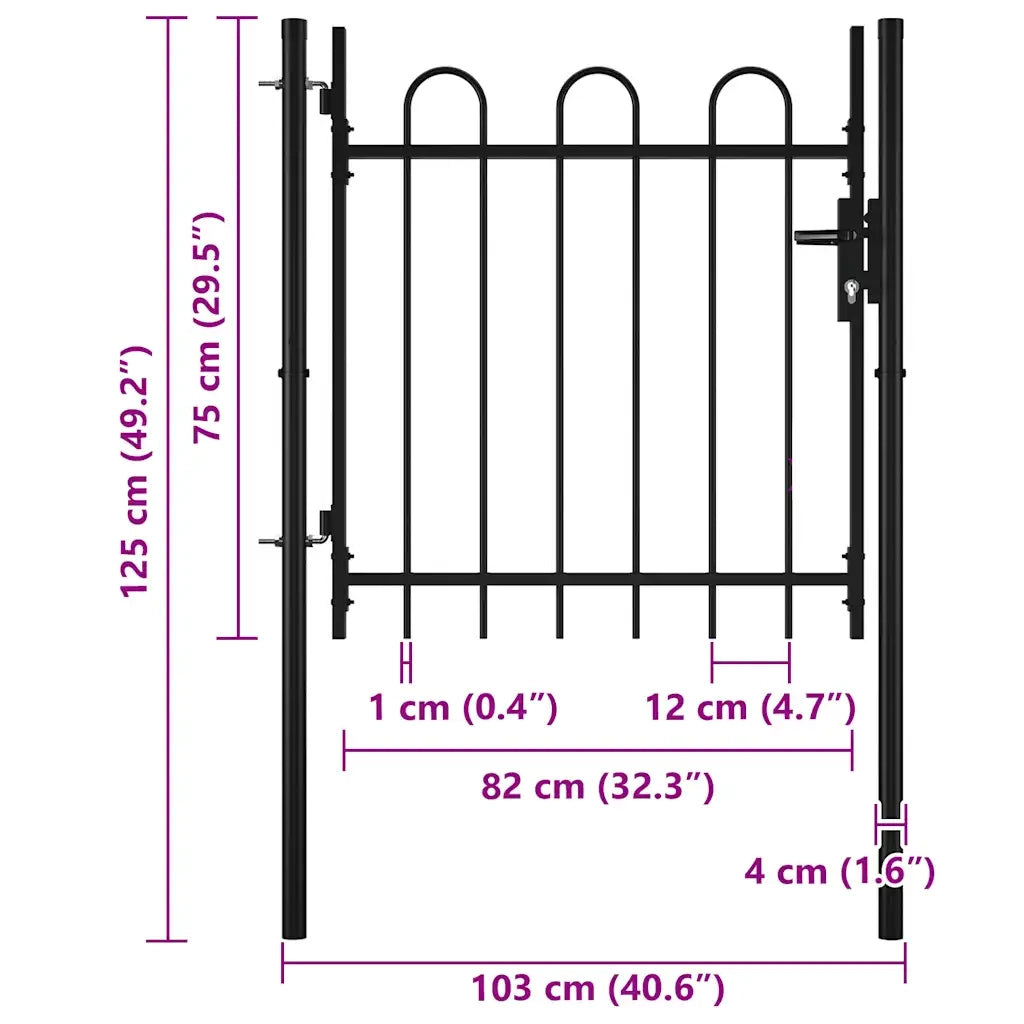 Cancello per recinzione a una porta Boxtel con parte superiore ad arco 100 x 75 cm 144361