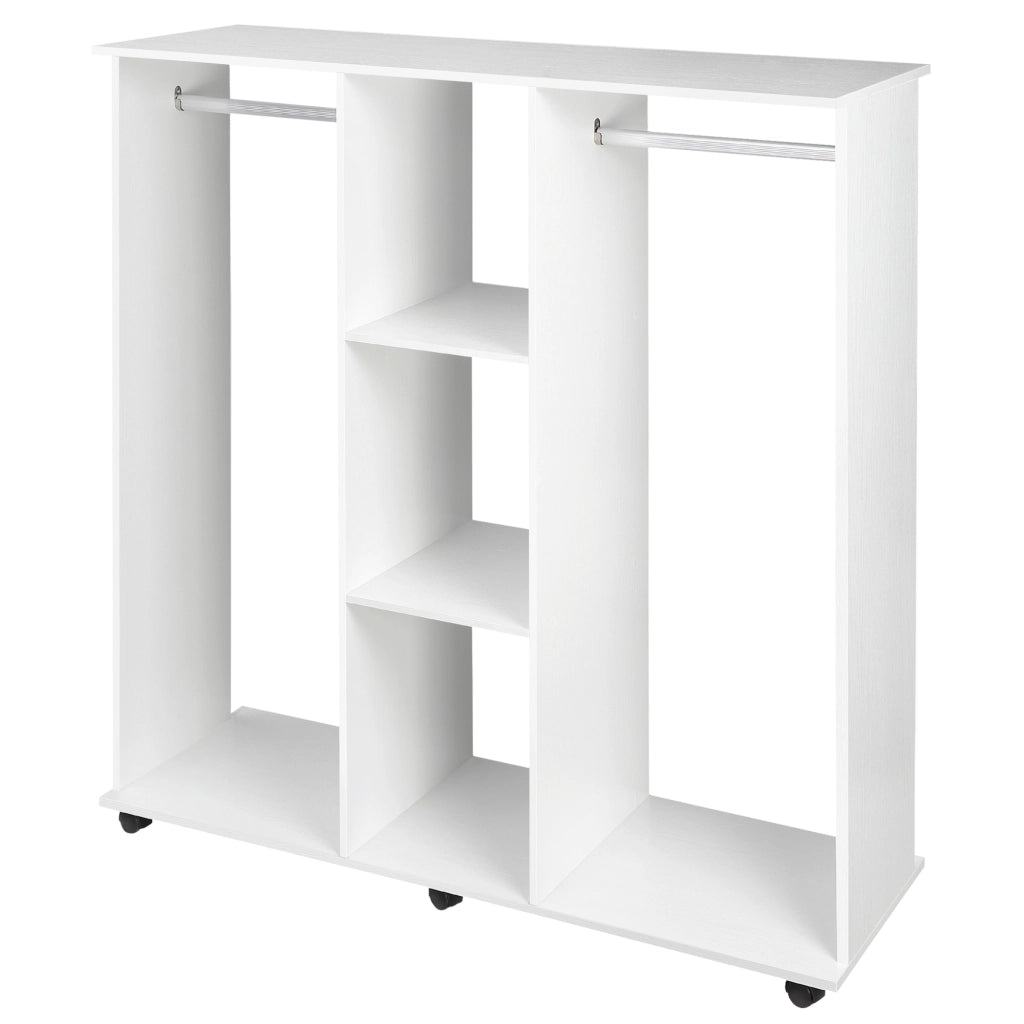 Armadio Guardaroba Mobile con Rotelle ¨C Xylo ¨C Bianco Legno Alluminio 120x40x128cm