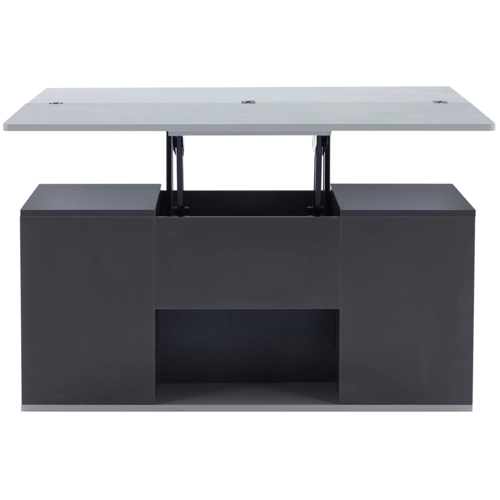 Tavolino da caff猫 100x51x47 cm; altezza regolabile e 2 in 1; pannello truciolare grigio