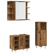 Set Mobili da Bagno | Armadio da bagno 3 pz Legno Antico in Legno Multistrato