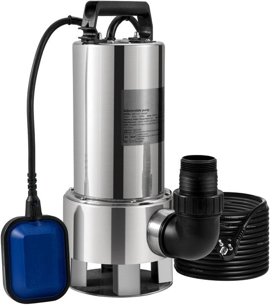 Pompa doppia - Pompaggio acqua - Pompaggio - Pompaggio scarico - 1300W - Acciaio inox - 20000L/H - con 10 Metro Cavo - per Sottoterra, Piscina e Laghetto