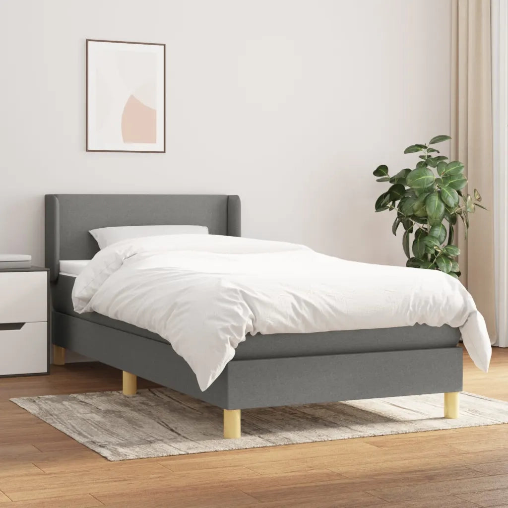 Giroletto a Molle con Materasso-Struttura Letto Grigio Scuro 100x200 cm Tessuto 430630