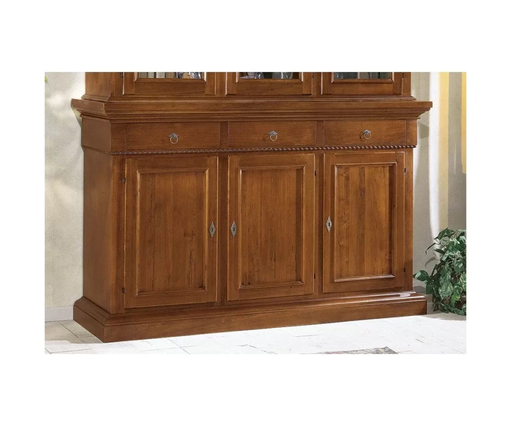 Cristalliera 3 porte in legno noce arte povera 190x50x228 (604+605) - Mobili 2G