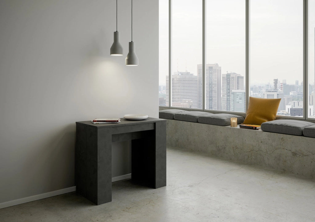 Consolle allungabile 90x48/308 cm Base Antracite Spatolato
