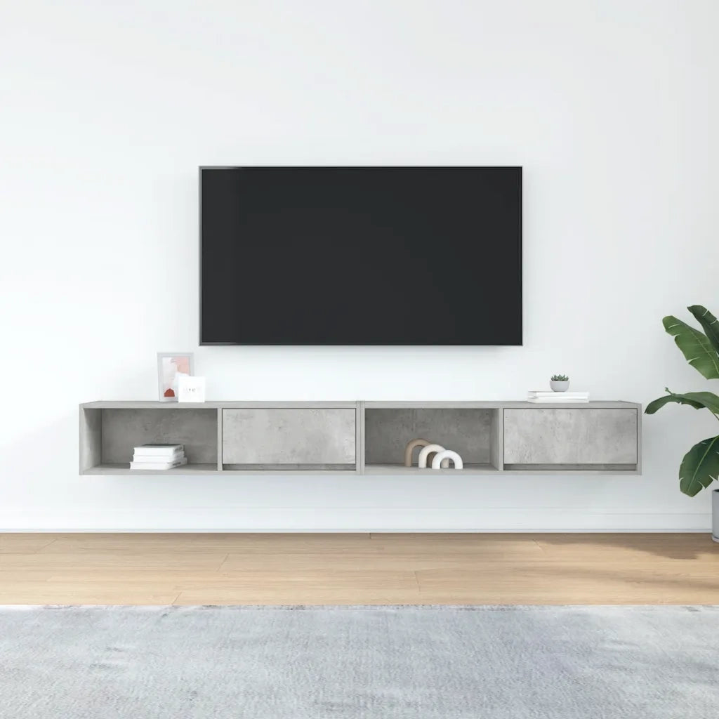 Mobili TV 2 pz Grigio Cemento 100x31x25,5 cm Legno Multistrato 861479