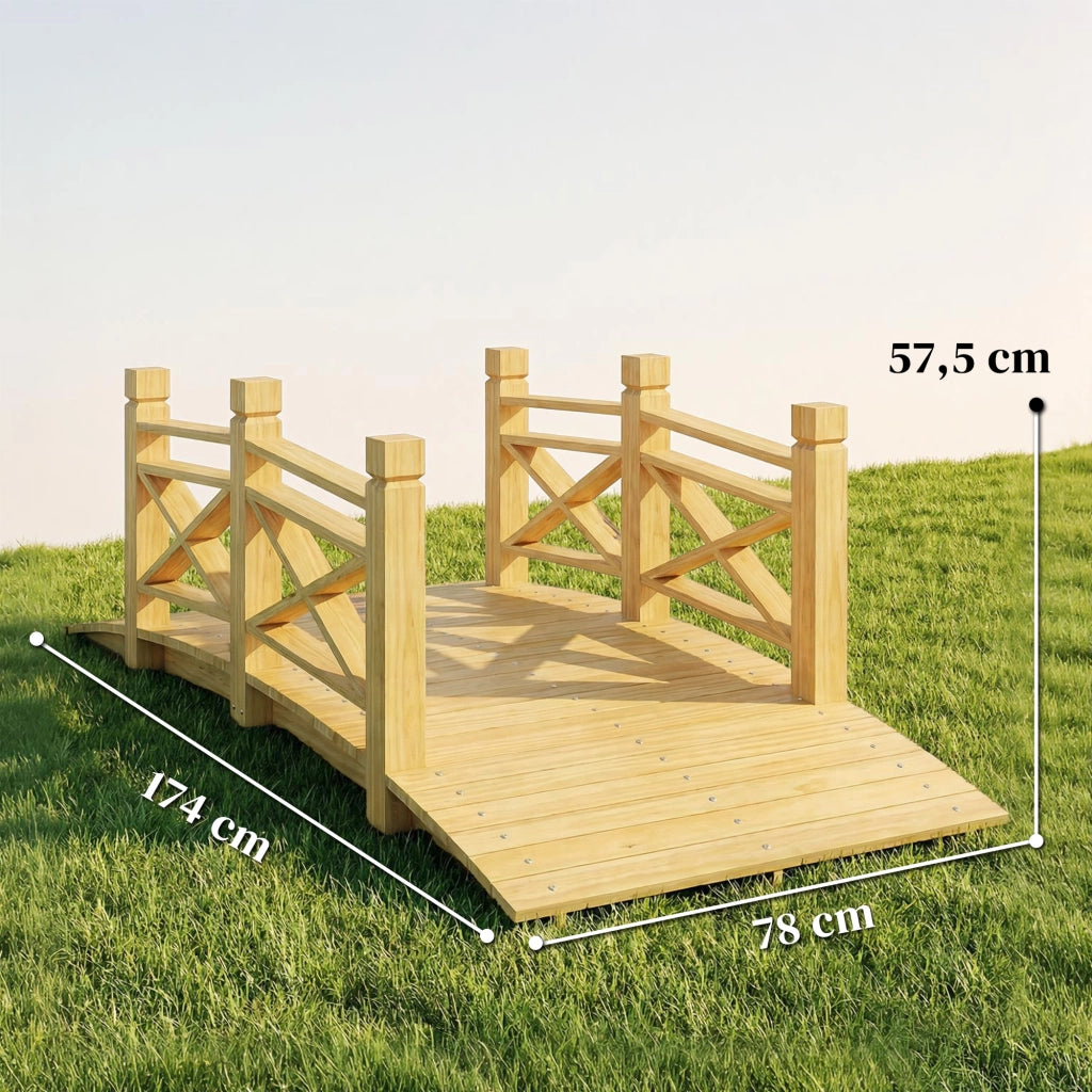 Ponticello da Giardino in Legno ¨C zephmum ¨C Naturale 174x78x57.5 cm