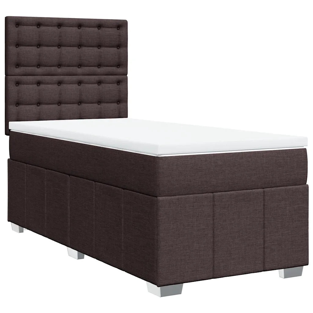 Giroletto a Molle con Materasso Marrone Scuro 90x200 cm Tessuto 3291568